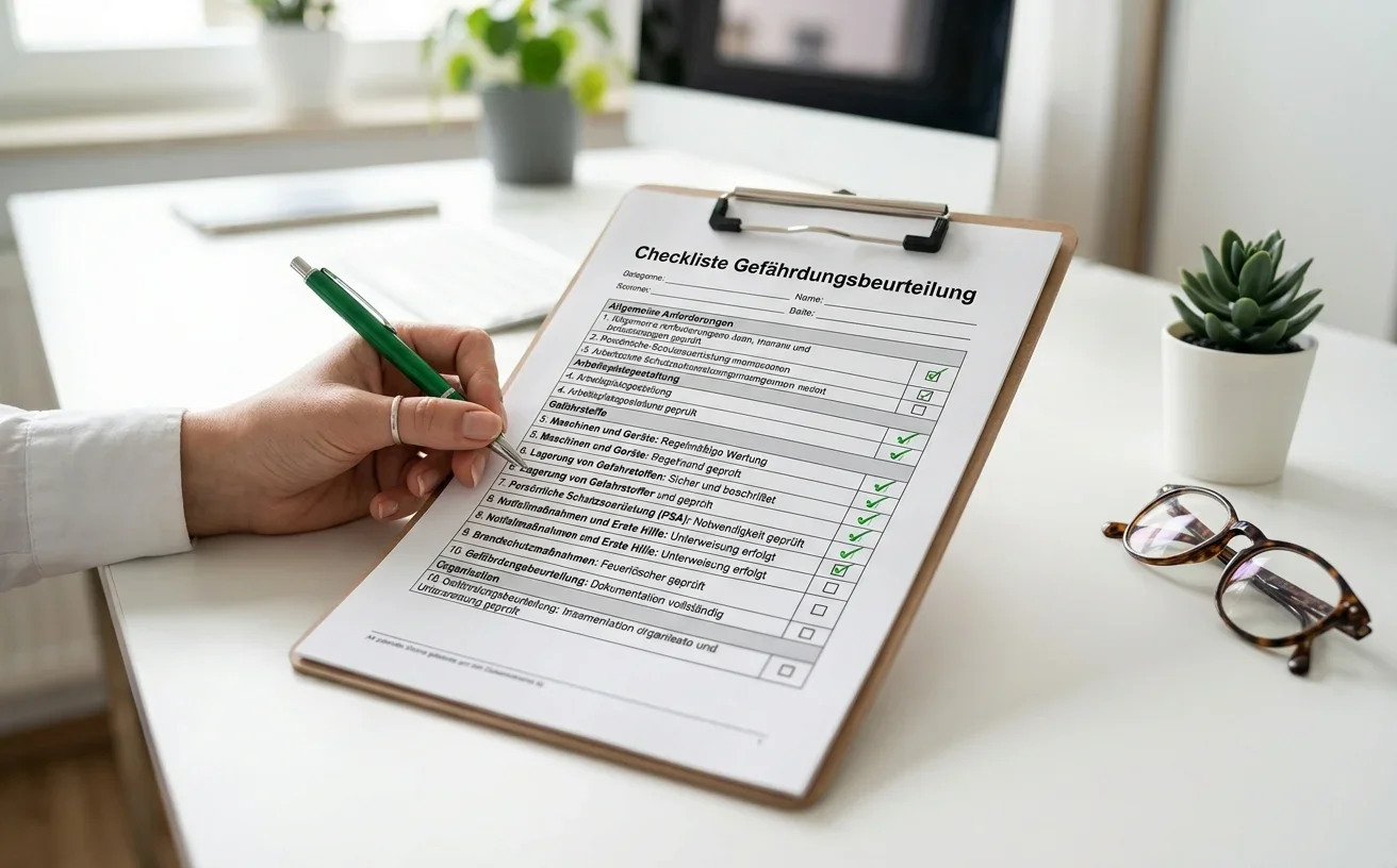 Arbeitsschutz-Checkliste für Gefährdungsbeurteilung wird Punkt für Punkt abgehakt